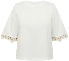 WKLY. naisten t-paita pitsihihalla 139770 - WHITE - 1
