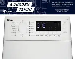 Gram päältä täytettävä pyykinpesukone WTL 21813-90 8kg valkoinen - 3