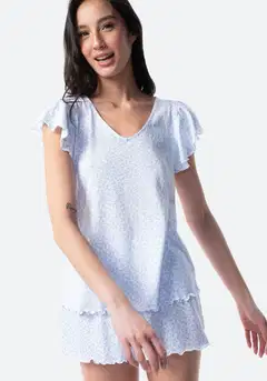 TEX naisten shortsipyjama I279928 - white 2 - 4
