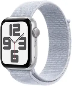 Apple Watch SE GPS 44mm hopeinen alumiinikotelo, blue cloud Sport Loop ranneke - MXET3QN/A - 2