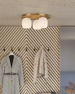 EGLO Kattovalaisin Manzanares 3x40W Ø45cm harjattu messinki/kulta/valkoinen mattalasi - 4