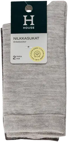 House naisten ohuet merinovillasukat 214H322617 2-pack - Beige/warm taupe - 2