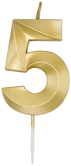 Kakkukynttilä 5 kultainen 6 cm - 2
