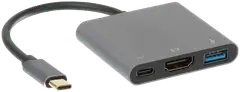 Wave USB Type-C Multiport adapteri, Metallinharmaa/Musta - 1