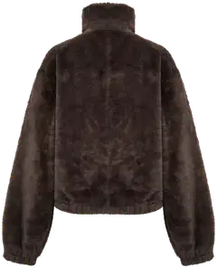 WKLY, naisten pile-karvajakku vetoketjulla 220W312666 - Brown - 2