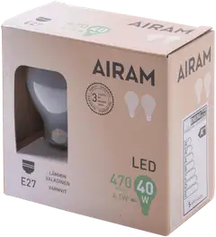 Airam Led himmeä 4,5W vakio E27 2700K 470lm 12 000h 2pack - 1