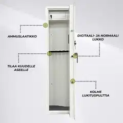 Trekker Asekaappi 6-asetta AS600 v2, digitaalilukolla, Valkoinen - 3