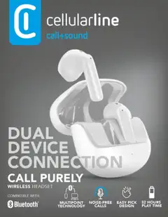 Cellularline Bluetooth Headset Call Purely valkoinen - 2
