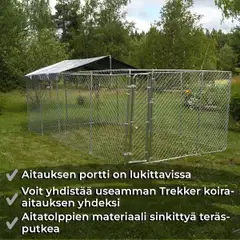 Trekker koira-aitaus katoksella 6x3 m harmaa - 2