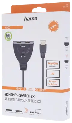 Hama HDMI™-kytkin, 2xHDMI™ in - 1xHDMI™ out, 4K - 4