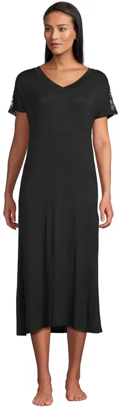 Actuelle naisten yöpaita pitsillä 212A372220 - BLACK - 1