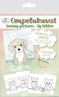 J.K. Primeco ompelukuvat A5 Kissat ja koirat 4kpl - 1