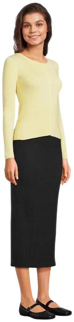 WKLY. naisten ribbineuletakki 213W000152 - Yellow - 4