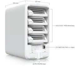 Ubiquiti 4-paikkainen verkkolevyasema 2.5 GbE -liitännällä UNAS-4-W valkoinen - 13