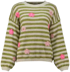 Hailys naisten neule La44uren - khaki stripe/flower - 1
