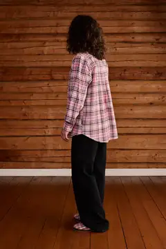 Reino&Aino naisten flanellipaita - pink check - 5