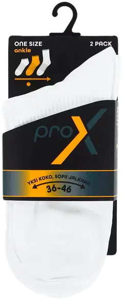 Pro-X Unisex treenisukat 2P ankle - Valkoinen - 2