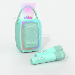 MOB karaokekaiutin ja kaksi langatonta mikrofonia Sing Party sinivihreä - 1