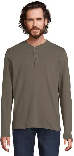 House miesten trikoopusero henley-pääntiellä 195HB28251 - Black olive - 1
