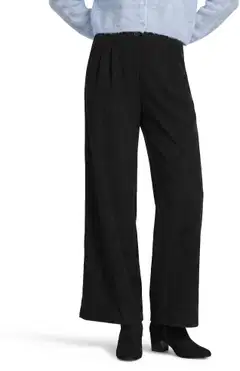 WKLY. naisten leveälahkeiset vakosamettihousut wide leg 222W312656 - Black - 1