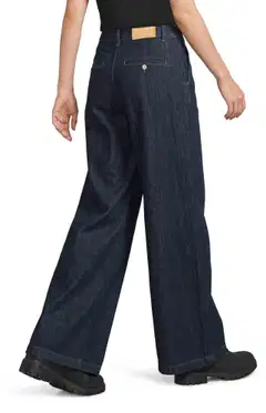 WKLY. naisten leveät farkut, smart casual denim 222W282684 - Denim dk. blue - 3