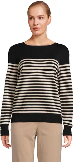 London Fog naisten raidallinen neule 213L262902 - black/beige - 1