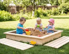 Kannellinen hiekkalaatikko, puu, 120x120 cm - 5
