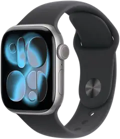 Apple Watch Series 11 GPS + Cellular 46mm tähtiharmaa alumiinikotelo, musta sport ranneke - M/L - MFCA4QN/A - 2