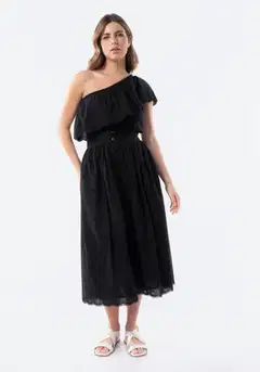 TEX naisten epäsymmetrinen frillatoppi I282738 - BLACK 1 - 4