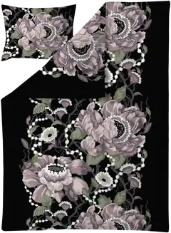 Vallila satiinipussilakanasetti Romanssi 150x210 cm rosablack - 1