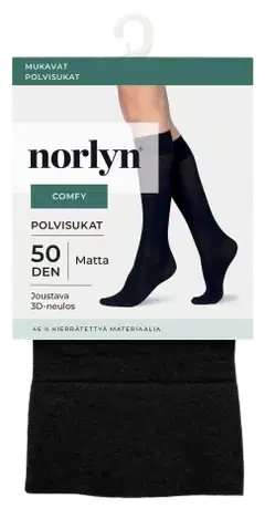 Norlyn naisten polvisukat Comfy Opaque 50 den - Black - 1