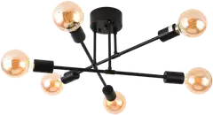 FocusLight Marylin kattovalaisin halk:52cm, kork:15cm 6xE27 max.10W LED (excl.), koukkukiinnitys, sis. Pistoke, IP20, musta - 1