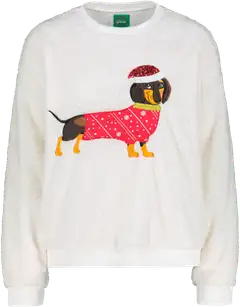 Ronald naisten väljä joulufleece jouluisella koira koristelulla - Off white - 1