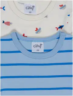 Ciraf vauvojen body Meriseikkailu 250B260440 2-pack - 11-0103tcx egret - 5