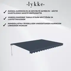 Lykke markiisi 3,95x3 m, tummanharmaa - 3