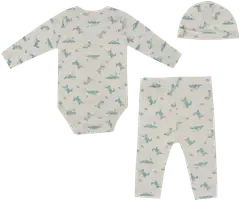 TEX BABY vauvojen setti 3-osaa body+housut+myssy Dino I980166 - Aqua - 2