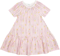 Maia family lasten mekko Sitruunaraita 205622 - Vaaleanpunainen - 1