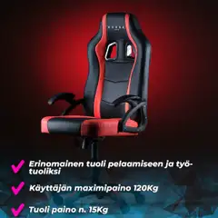 Kuura Gaming pelituoli Gamer musta-punainen - 7