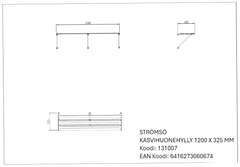 Kasvihuonehylly musta 1200x325mm - 2