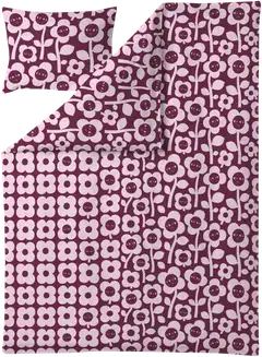 Finlayson pussilakanasetti Kukkariemu 150X210  viin.punainen-roosa - 1