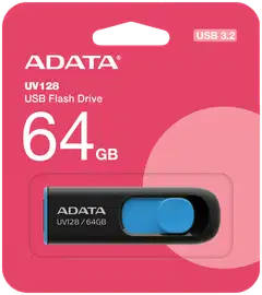 ADATA UV128 USB-muistitikku, 64 GB, musta/sininen (USB-A 3.2 Gen 1) - 2
