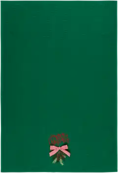 House keittiöpyyhe Merry Christmas vohvelikangas tummanvihreä - 1