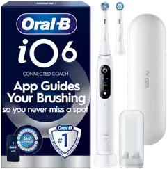 Oral-B iO6 White sähköhammasharja + matkakotelo + hammasharjateline + lisävaihtoharja - 1