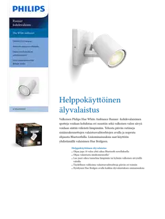 Philips Hue Runner -lisäkohdevalaisin 4.2W 2200-6500K 400LM valkoinen - 2
