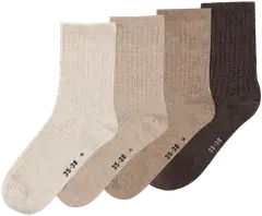 WKLY. naisten nilkkasukat ribbi 214WNO2601 4-pack - Beige/brown - 1