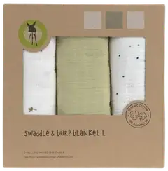 Lässig puuvillaharso 85cm Leave Olive 3 kpl - 5