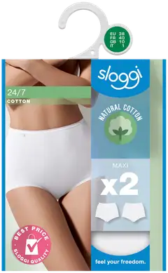 sloggi naisten Maxi alushousut  24/7 Cotton 2-pack - 0003-WHITE - 2