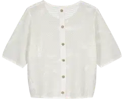 WKLY. naisten lyhythihainen reikäneule 213W090300 - Off white - 2