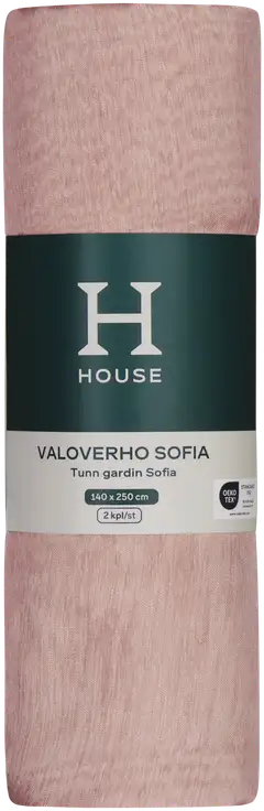 House valoverho Sofia 140x250 cm 2 kpl vaaleanpunainen - 2