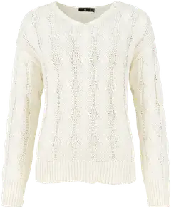 House naisten palmikkoneule 213H502501 - EGRET - 1